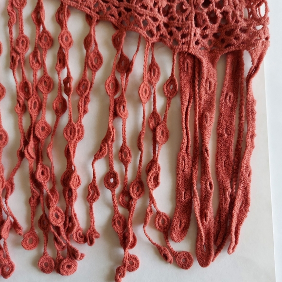 Cold shoulder crocheted floral sweater with fringe by She + Sky - Picture 6 of 9